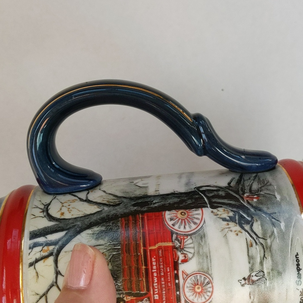 Vintage 1990 Budweiser Handcrafted Clydesdale Stein Beer Mug w/Handle - Picture 8 of 15